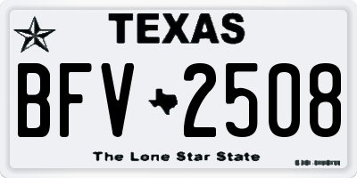TX license plate BFV2508