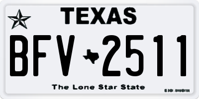 TX license plate BFV2511