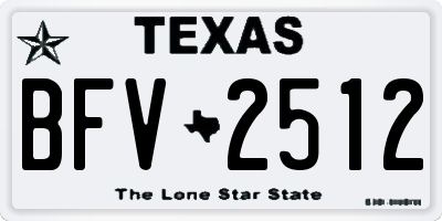 TX license plate BFV2512