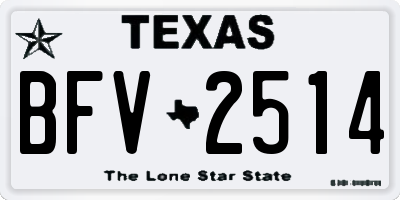 TX license plate BFV2514