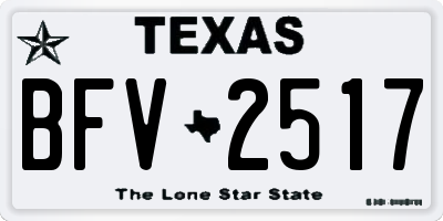 TX license plate BFV2517