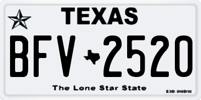 TX license plate BFV2520