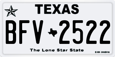 TX license plate BFV2522