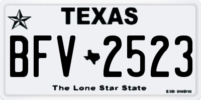 TX license plate BFV2523