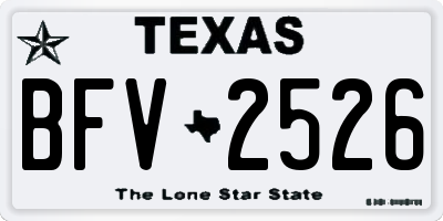 TX license plate BFV2526