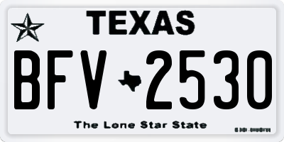 TX license plate BFV2530