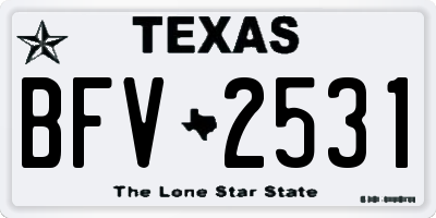 TX license plate BFV2531