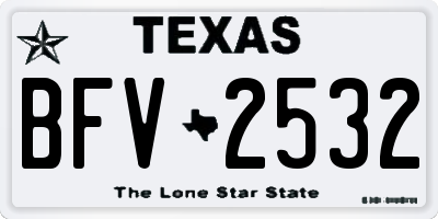 TX license plate BFV2532