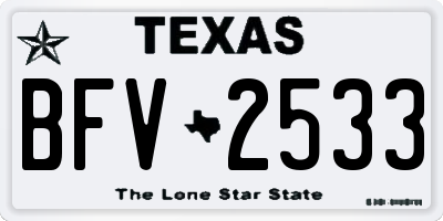 TX license plate BFV2533