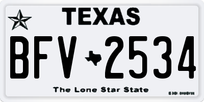 TX license plate BFV2534
