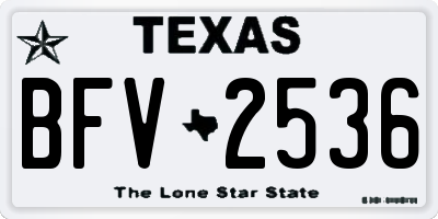 TX license plate BFV2536