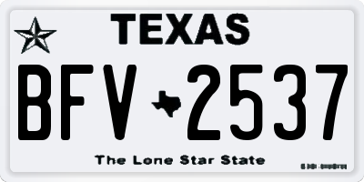 TX license plate BFV2537