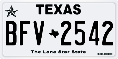 TX license plate BFV2542