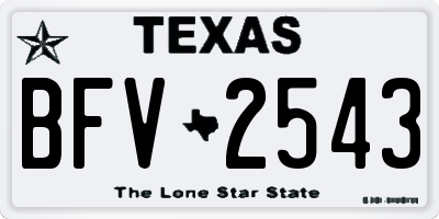 TX license plate BFV2543
