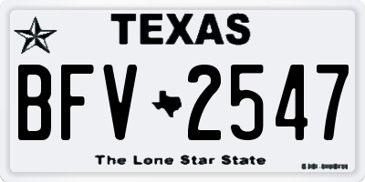 TX license plate BFV2547