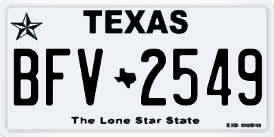 TX license plate BFV2549