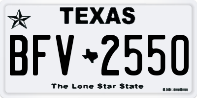 TX license plate BFV2550