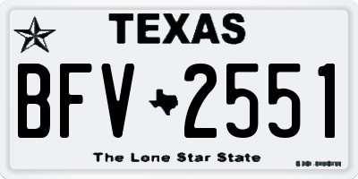 TX license plate BFV2551