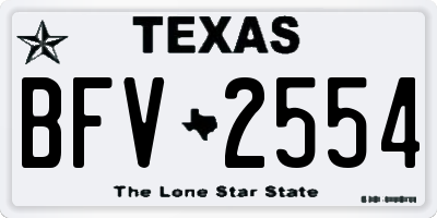 TX license plate BFV2554