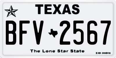 TX license plate BFV2567
