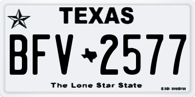 TX license plate BFV2577