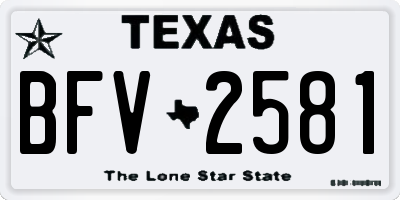 TX license plate BFV2581