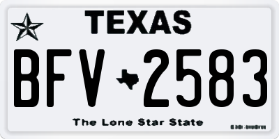 TX license plate BFV2583
