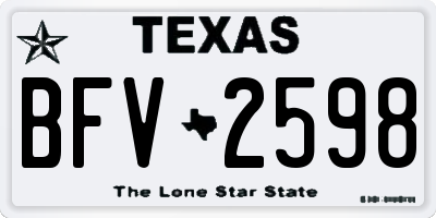 TX license plate BFV2598