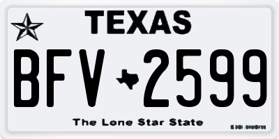 TX license plate BFV2599