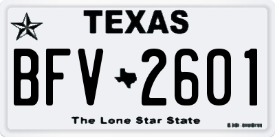 TX license plate BFV2601
