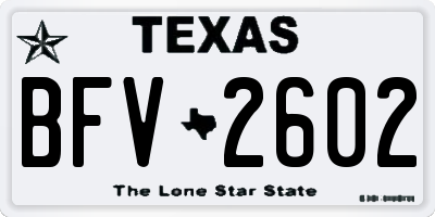 TX license plate BFV2602
