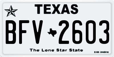 TX license plate BFV2603