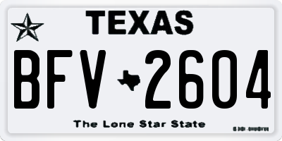 TX license plate BFV2604