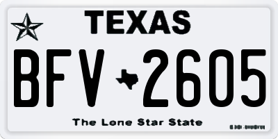 TX license plate BFV2605