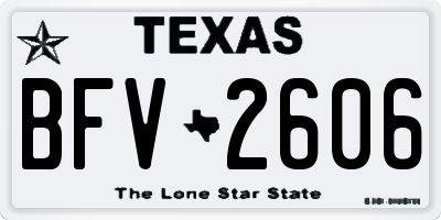 TX license plate BFV2606