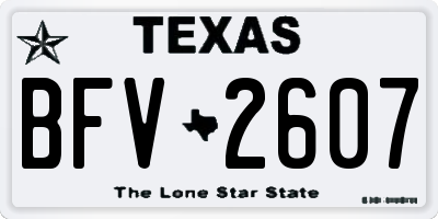 TX license plate BFV2607