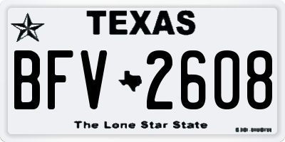 TX license plate BFV2608