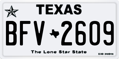 TX license plate BFV2609
