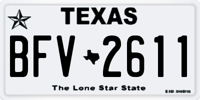 TX license plate BFV2611