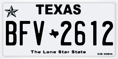 TX license plate BFV2612