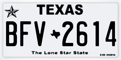 TX license plate BFV2614
