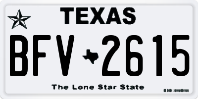 TX license plate BFV2615