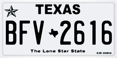 TX license plate BFV2616
