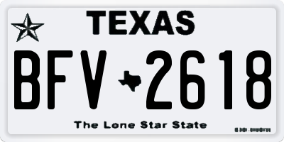 TX license plate BFV2618