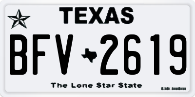 TX license plate BFV2619