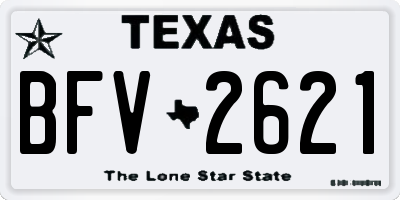 TX license plate BFV2621