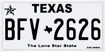 TX license plate BFV2626