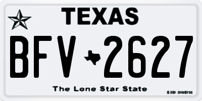 TX license plate BFV2627