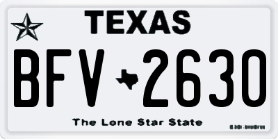 TX license plate BFV2630