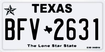 TX license plate BFV2631